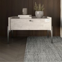 Тумба ліжкова LION Wood з одним ящиком Бетон чорні ніжки