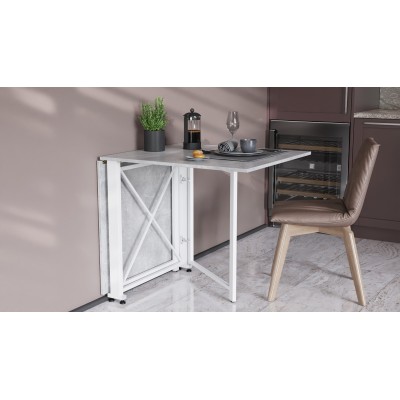 Стол-книжка трансформер Орион 2 Ferrum-decor 750x1520x730 Белый металл ДСП Бетон 16 мм (FRD-104596) Стол-книжка трансформер Орион 2 Ferrum-decor 750x1520x730 Белый металл ДСП Бетон 16 мм (FRD-104596)