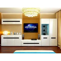 Модульна стінка для вітальні ВМК БРВ Ацтека N77815 Білий/Білий глянець