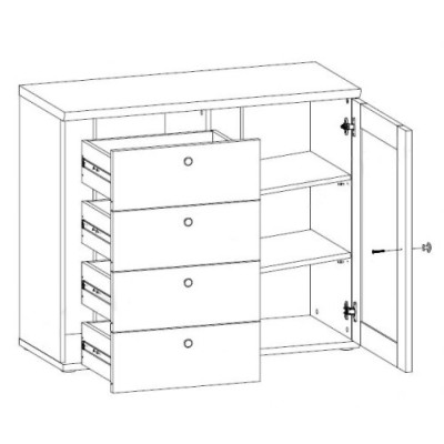 Комод в гостиную Гербор Тина KOM4S1D Сосна каньон/Дуб сонома трюфель (GRB-1165)