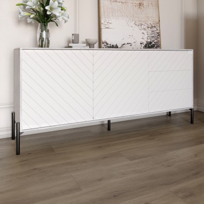 Комод із чорними металевими ніжками LION Амарант 168x40x76,5 см Бетон/Білий