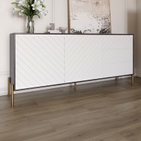 Комод с золотыми металлическими ножками LION Амарант 168x40x76,5 см Бетон темный/Белый (LION-041960)