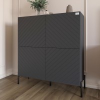 Комод-пенал із чорними металевими ніжками LION Амарант 114х40х126,5 см Антрацит/Графітовий 