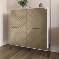 Комод-пенал із чорними металевими ніжками LION Амарант 114х40х126,5 см Бетон/Перламутровий металік RAL-7048 1140х400х1265 мм 