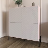 Комод-пенал із чорними металевими ніжками LION Амарант 114х40х126,5 см Рожевий/Білий