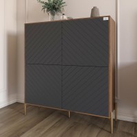 Комод-пенал с золотыми металлическими ножками LION Амарант 114х40х126,5 см Дуб Ливорно/Графитовый (LION-042047)