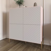 Комод-пенал із золотими металевими ніжками LION Амарант 114х40х126,5 см Рожевий/Білий