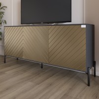Тумба под телевизор с черными металлическими ножками LION Амарант 168x40x76,5 см Антрацит/Перламутровый металлик (RAL-7048) 1680x400x765 (LION-043032)
