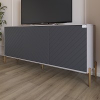 Тумба под телевизор с золотыми металлическими ножками LION Амарант 168x40x76,5 см Кашемир/Графитовый (LION-043083)