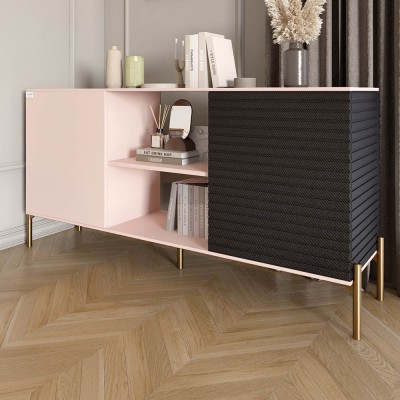 Комод відкритий на золотих металевих ніжках LION Грей Рожевий/Асфальт