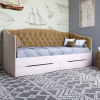 Ліжко дитяче односпальне LION Л-9 з м'якою спинкою та висувними ящиками 190x90 см Рожевий/Лілі-02