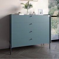 Комод з 4 ящиками LION Wood з чорними ніжками 100х90х45 см Граніт сірий