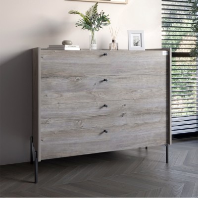 Комод із 4 ящиками LION Wood з чорними ніжками 100х90х45 см Шварцвальд 