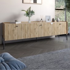 Тумба под телевизор на 3 ящика LION Wood с черными ножками 160х65х40 см Дуб Аппалачи (LION-043097)