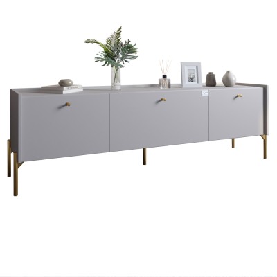 Тумба под телевизор на 3 ящика LION Wood с золотыми ножками 160х65х40 см Кашемир (LION-042996)