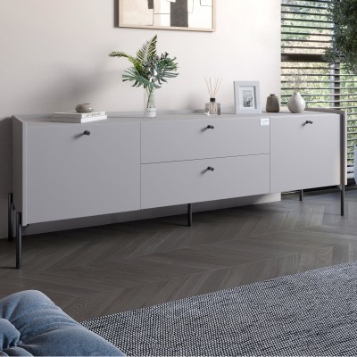 Тумба під телевізор із ящиками LION Wood із чорними ніжками 180х50х40 см Кашемір 
