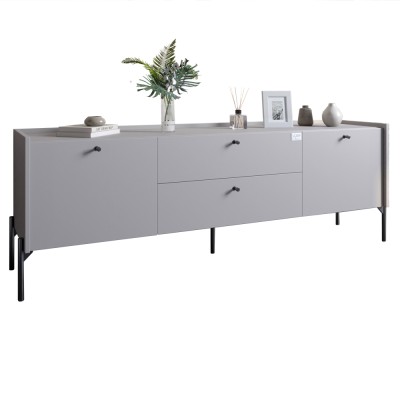 Тумба під телевізор з шухлядами LION Wood з чорними ніжками 160x40x65 см Кашемір
