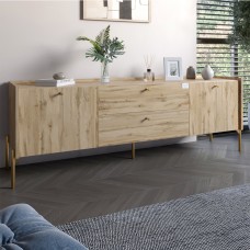 Тумба під телевізор із ящиками LION Wood із золотими ніжками 180х50х40 см Дуб Аппалачі 