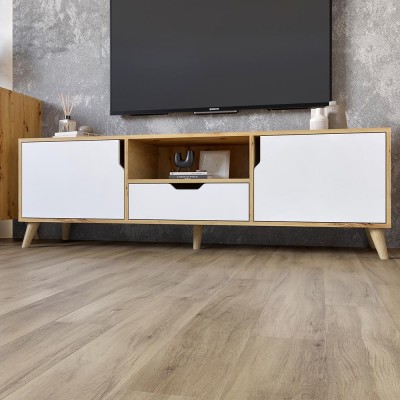 Комплект меблів для вітальні 5 предметів з ніжками кольору світлий горіх М-ЗОН Борн Дуб Артизан/Німфея Альба  