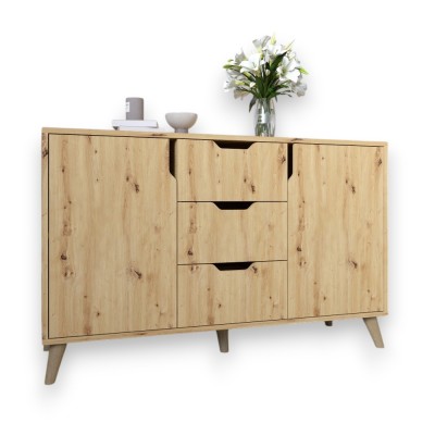 Комод у вітальню з ніжками в кольорі Горіх світлий М-ЗОН Борн 1200 Дуб артизан Комод у вітальню з ніжками в кольорі Горіх світлий М-ЗОН Борн 1200 Дуб артизан