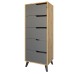 Комод високий з чорними ніжками 5 ящиків М-ЗОН Борн 500 Дуб Артизан/Антрацит  - фото 2
