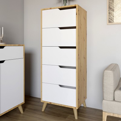 Комплект меблів для вітальні 5 предметів з ніжками кольору світлий горіх М-ЗОН Борн Дуб Артизан/Німфея Альба  