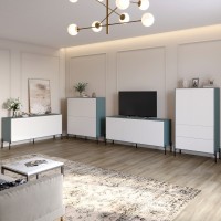 Комплект меблів для вітальні LION Амарант 4 елементи з чорними металевими ніжками Граніт сірий/Білий