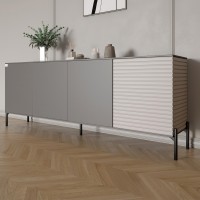 Комод в гостиную на черных металлических ножках LION Грей 204x38x76,5 см Антрацит/Кашемир (LION-042621)