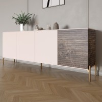 Комод на золотих металевих ніжках LION Грей 204x38x76,5 см Рожевий/Дерево