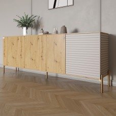 Комод на золотих металевих ніжках LION Грей 204x38x76,5 см Дуб Артизан/Кашемір 