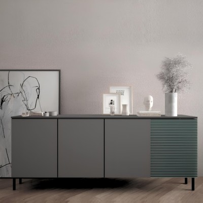 Комод в гостиную на черных металлических ножках LION Грей 204x38x76,5 см Дуб Ливорно/Дерево (LION-042511)