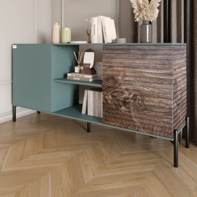 Комод відкритий на чорних металевих ніжках LION Грей Граніт сірий/Дерево