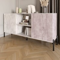 Комод открытый на черных металлических ножках LION Грей Бетон/Камень (LION-042791)