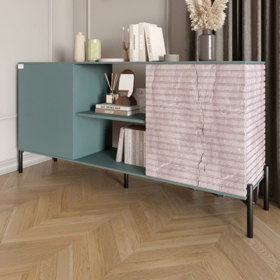 Комод відкритий на чорних металевих ніжках LION Грей Граніт сірий/Камінь 