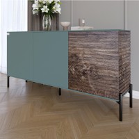 Комод закритий у вітальню на чорних металевих ніжках LION Грей 154x38x76,5 см Граніт сірий/Дерево 