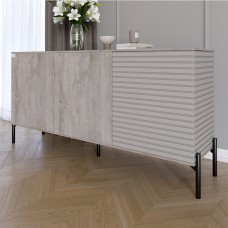 Комод закритий у вітальню на чорних металевих ніжках LION Грей 154x38x76,5 см Шварцвальд/Кашемір 