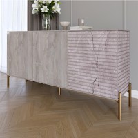 Комод закрытый в гостиную на золотых металлических ножках LION Грей 154x38x76,5 см Шварцвальд/Камень (LION-041862)