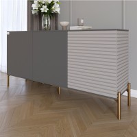 Комод закрытый в гостиную на золотых металлических ножках LION Грей 154x38x76,5 см Антрацит/Кашемир (LION-041863)