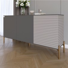 Комод закритий у вітальню на золотих металевих ніжках LION Грей 154x38x76,5 см Антрацит/Кашемір 