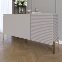 Комод закритий у вітальню на золотих металевих ніжках LION Грей 154x38x76,5 см Кашемір/Кашемір 