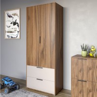 Шкаф распашной двухдверный LION Краш с 2 ящиками Дуб ливорно/Кашемир (LION-044016)