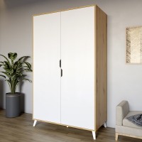 Шафа дводверна з білими ніжками М-ЗОН Борн 1200 Дуб Артизан/Німфея Альба