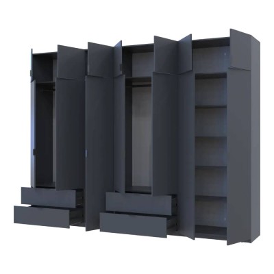 Комплект шкафов для одежды Doros Лукас (2 шт.) 315х50х240 см Графит (DRS-011699) Комплект шкафов для одежды Doros Лукас (2 шт.) 315х50х240 см Графит (DRS-011699)