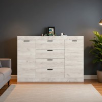 Великий комод Еверест на 4 ящика Соната-8 140х38х94 дуб крафт білий