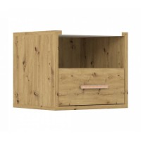 Тумба прикроватная Гербор Рутения KOM1S Дуб артизан/Нимфея альба (белый) (GRB-1358)