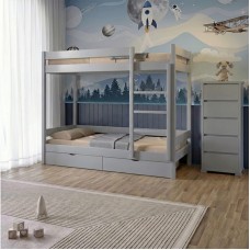 Двоярусне дитяче ліжко Mebigrand Атланта Міні Світло-сірий (RAL7040) 90х190 см з ящиками