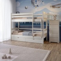 Двухъярусная детская кровать Mebigrand Бай-Бай Айвори (S0505Y30R) 90х200 см с ящиками (MBG-2380)