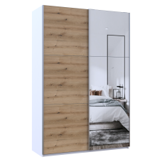 Шафа-купе двохдверна Doros G-Caiser 160х60х240 см Білий/Дуб евок/1 Дзеркало 