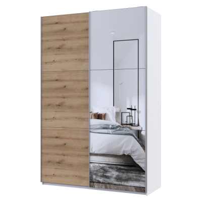 Шкаф-купе двухдверный Doros G-Caiser 160х60х240 см Белый/Дуб евок/1 Зеркало 