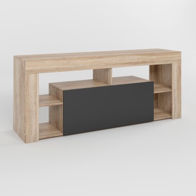 Тумба под телевизор с 4 полками М-ЗОН Джеко 140 Сонома/Антрацит 